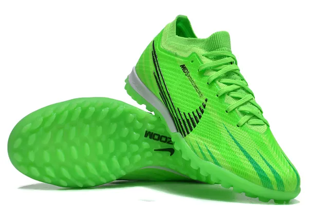 Nike Vert Noir Néon Tricot Supérieur Graphique Swoosh Chaussures de football pelouse artificielle 2