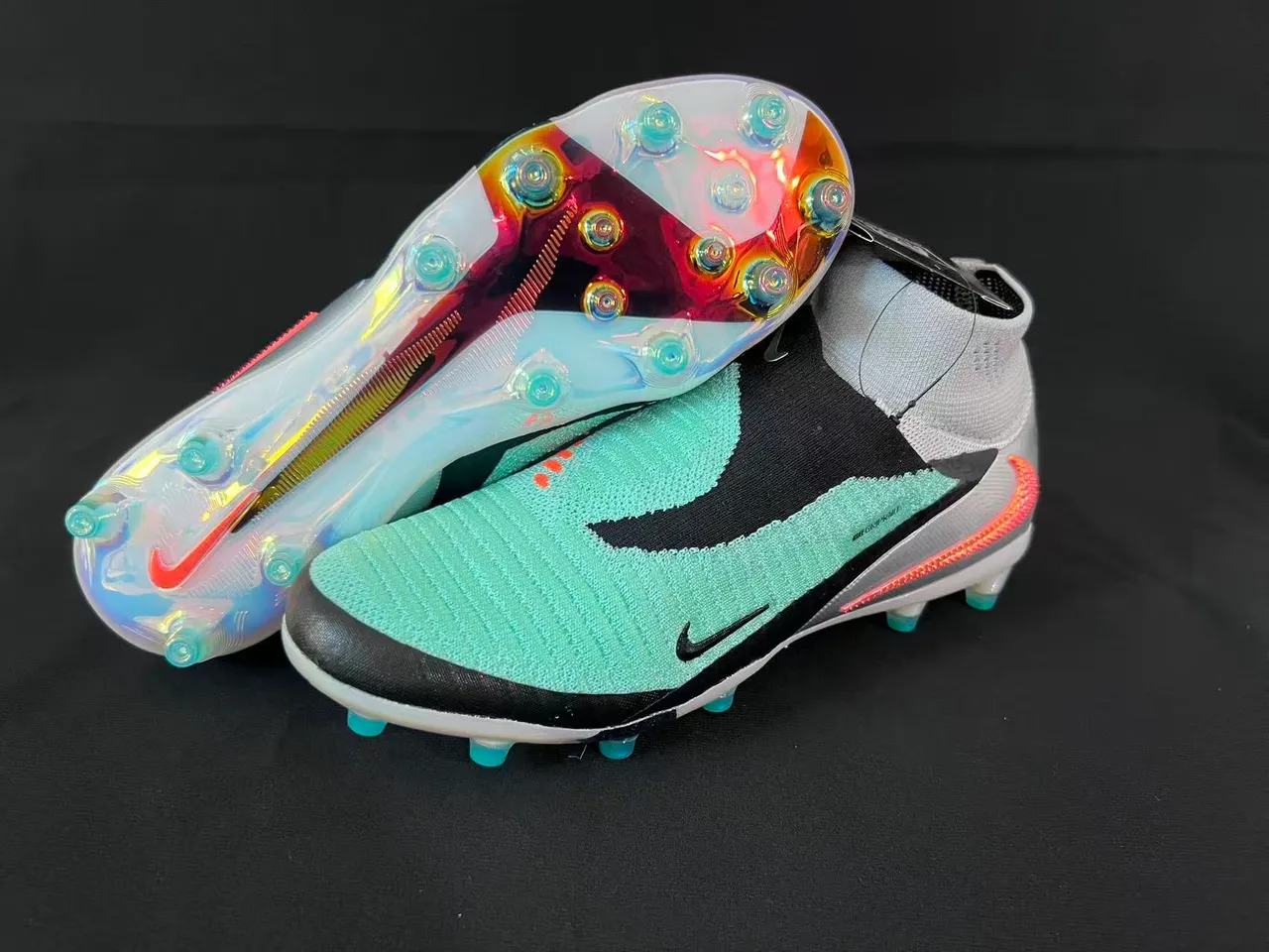 Nike Vert Noir Col de Chaussette Iridescent Translucide Semelle Firm-Ground Chaussures de Football 9