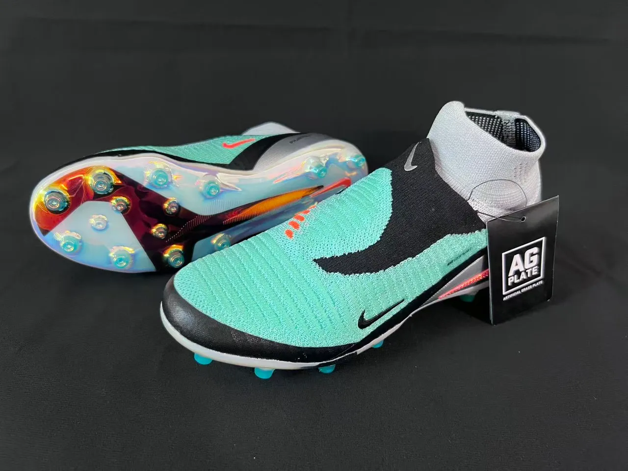 Nike Vert Noir Col de Chaussette Iridescent Translucide Semelle Firm-Ground Chaussures de Football 10