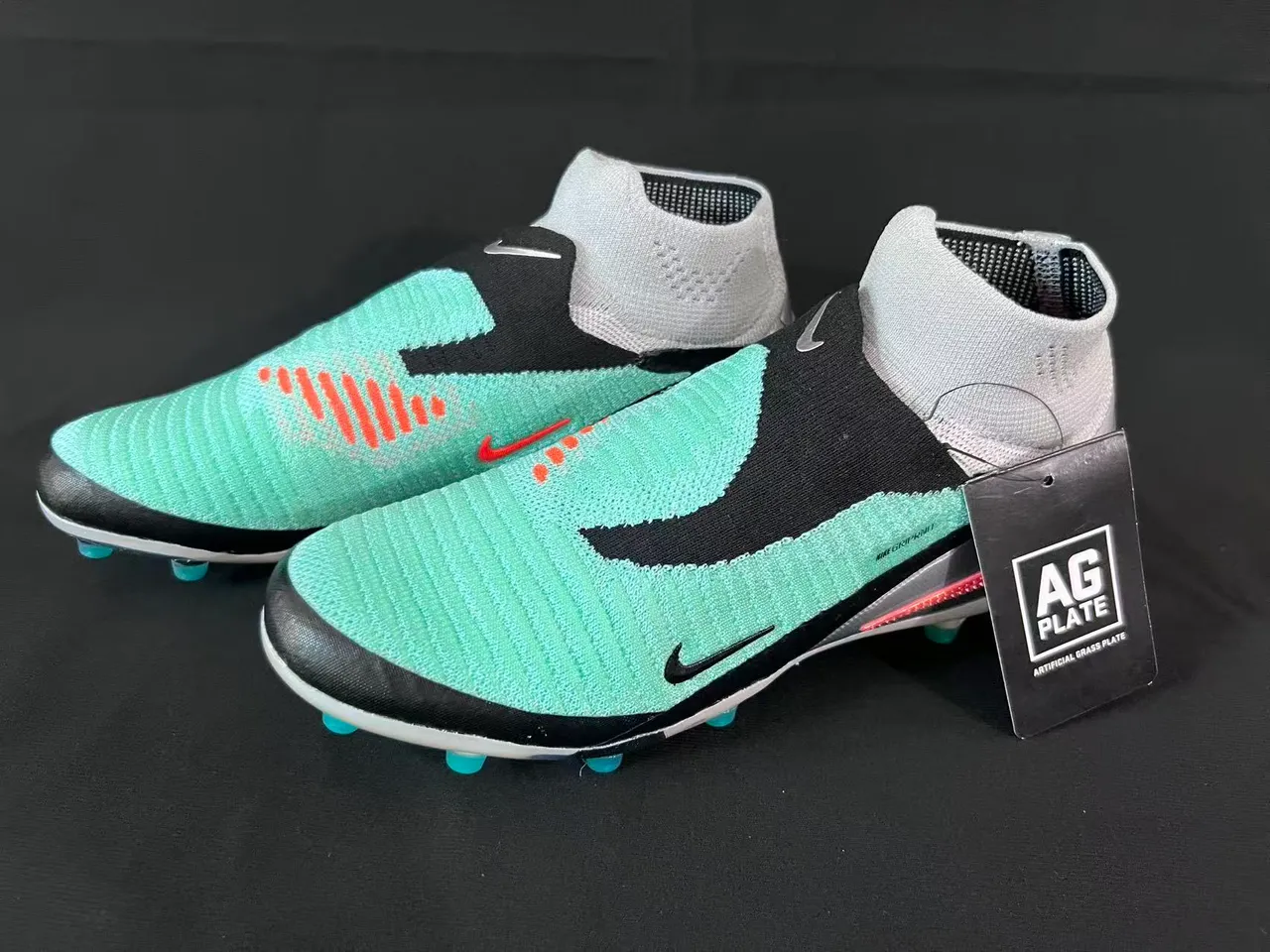 Nike Vert Noir Col de Chaussette Iridescent Translucide Semelle Firm-Ground Chaussures de Football 11