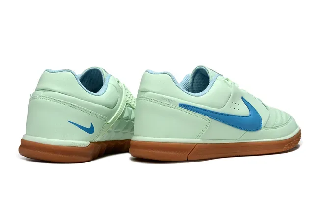 Nike Vert Bleu Low-Top Cuir Chaussures de Football Indoor 5