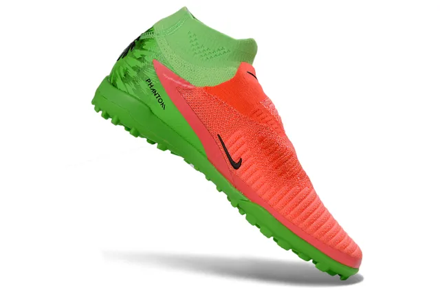 Nike Vert Orange Tricot Haut Chaussette Sans Lacets Construction Slip-On Turf Chaussures de Football 2