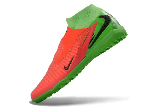 Nike Vert Orange Tricot Haut Chaussette Sans Lacets Construction Slip-On Turf Chaussures de Football 3