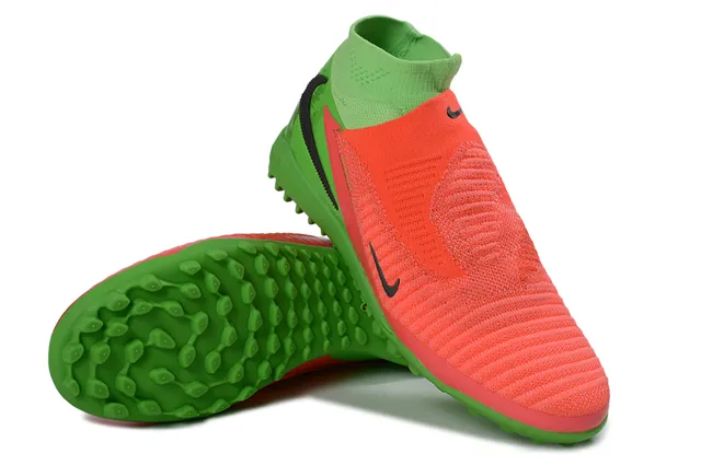 Nike Vert Orange Tricot Haut Chaussette Sans Lacets Construction Slip-On Turf Chaussures de Football 4