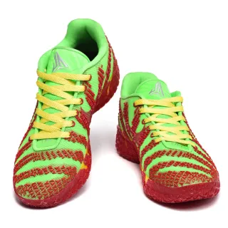 Nike Green Red Knit Upper Striped Overlay Basketball Shoes