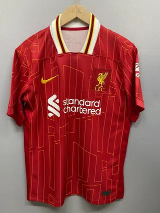 Nike Liverpool FC 2023–24 Maillot Domicile Rouge Doré Ligne Géométrique Imprimé 2