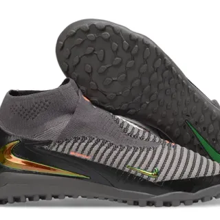 Nike Mercurial Negro Gris Ajuste a Calcetín Cuello Tejido Rayas Mediapié Césped Zapatillas de Fútbol