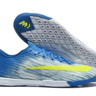 Nike Mercurial Blue Yellow Low-Cut Knit Upper Indoor Soccer Shoes