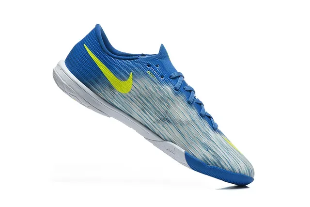 Sapatos de futebol indoor Nike Mercurial low-cut knit upper azul e amarelo 3
