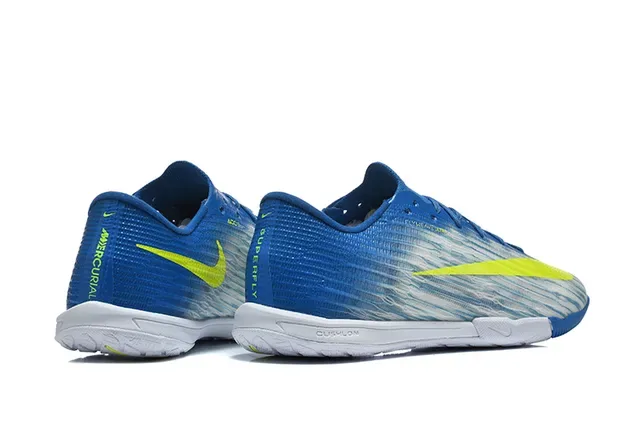 Sapatos de futebol indoor Nike Mercurial low-cut knit upper azul e amarelo 5