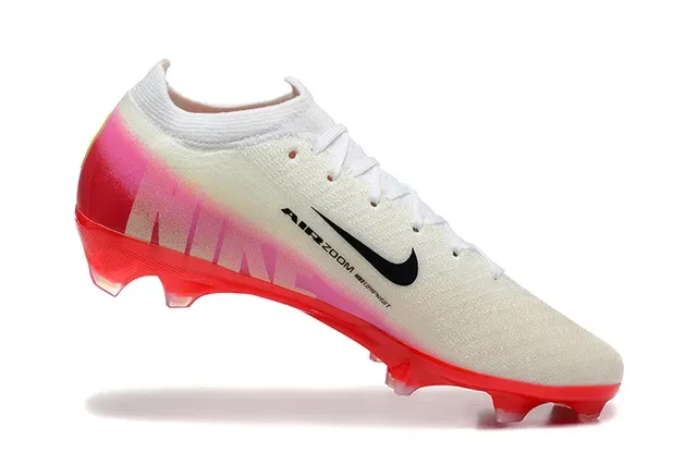 Nike Mercurial Flyknit White Pink Red Firm-Ground Soccer Shoes 3