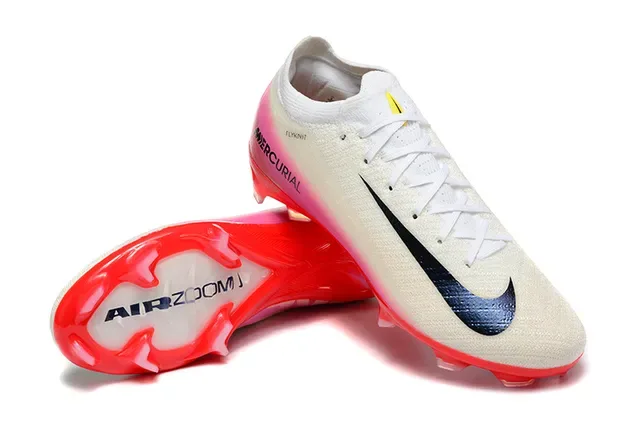 Nike Mercurial Flyknit White Pink Red Firm-Ground Soccer Shoes 6