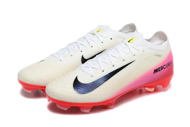 Nike Mercurial Flyknit White Pink Red Firm-Ground Soccer Shoes 8