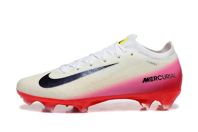 Nike Mercurial Flyknit White Pink Red Firm-Ground Soccer Shoes 10