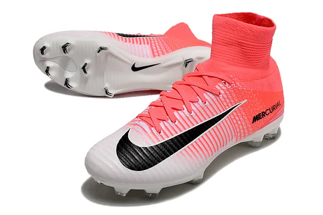 Nike Mercurial High-Cut Coral-Pink Firm-Ground Soccer Shoes 18