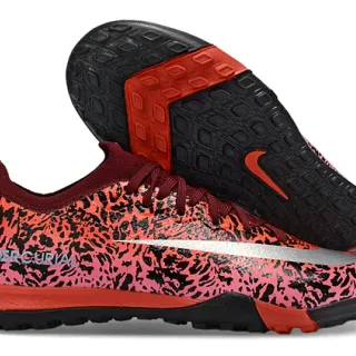 Nike Mercurial गुलाबी काला तेंदू प्रिंट सिंथेटिक ऊपरी कम कट सॉक फिट कॉलर टर्फ सॉकर जूते