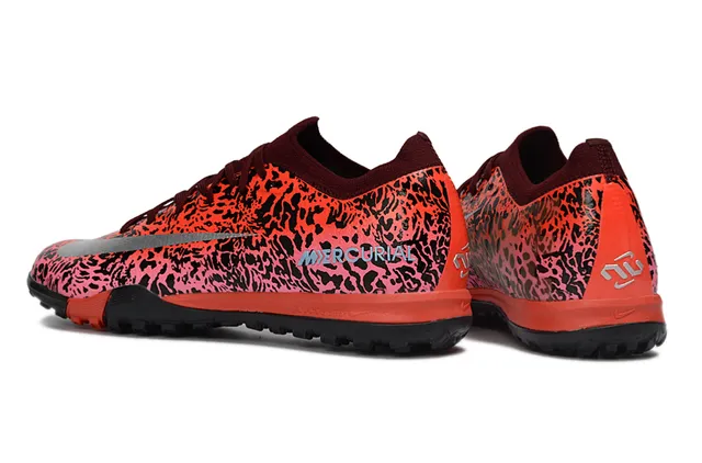 Nike Mercurial Rose Noir imprimé léopard Haut synthétique Col bas ajustement chaussette Pelouse Chaussures de football 4