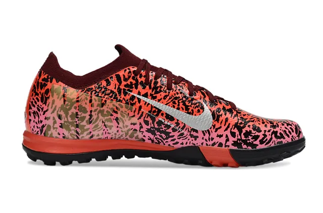 Nike Mercurial Rose Noir imprimé léopard Haut synthétique Col bas ajustement chaussette Pelouse Chaussures de football 5