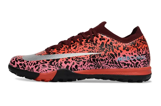 Nike Mercurial Rose Noir imprimé léopard Haut synthétique Col bas ajustement chaussette Pelouse Chaussures de football 6
