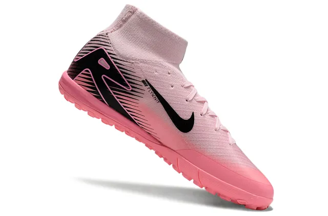 Nike Mercurial Superfly Chaussures de football pour pelouse noires et roses à col haut de chaussette ajusté 2