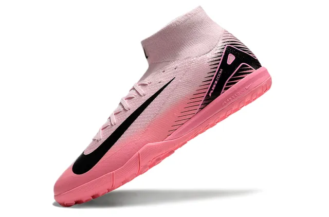 Nike Mercurial Superfly Chaussures de football pour pelouse noires et roses à col haut de chaussette ajusté 3