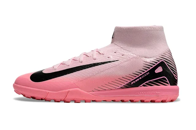 Nike Mercurial Superfly Chaussures de football pour pelouse noires et roses à col haut de chaussette ajusté 7