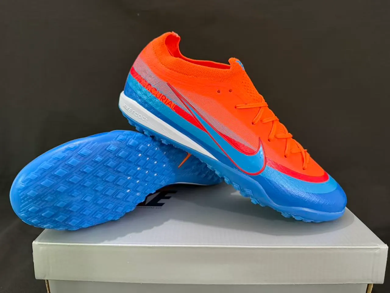 Nike Mercurial Turf Orange Blue Red Turf Zapatos de fútbol 9