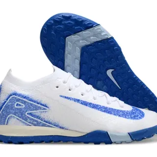 Nike Mercurial Turf White Blue Knit Upper Spray-Paint Graphic Turf Soccer Shoes