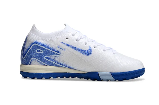 Nike Mercurial Turf Chaussures de football Blanc Bleu Haut tricot Graphique Spray-Paint Pelouse 5