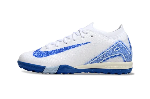Nike Mercurial Turf Chaussures de football Blanc Bleu Haut tricot Graphique Spray-Paint Pelouse 6