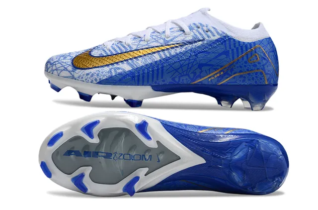 Nike Mercurial Vapor Air Zoom Blue White Gold Firm-Ground Soccer Shoes 6
