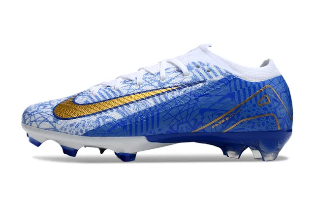 Nike Mercurial Vapor Air Zoom Blue White Gold Firm-Ground Soccer Shoes 7