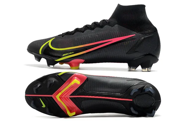 Nike Mercurial Vapor أسود وردي أصفر تدرج أرض صلبة أحذية كرة القدم 2