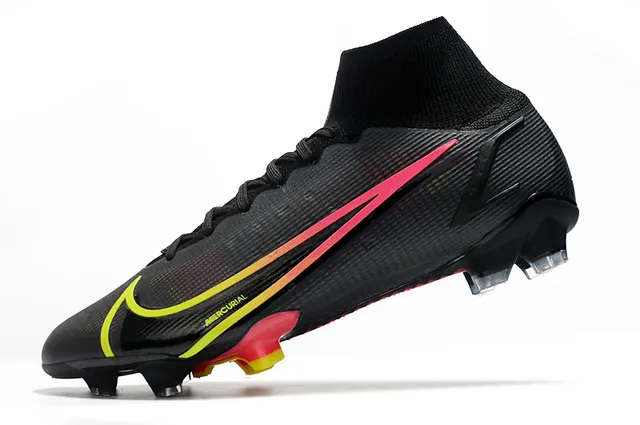 Nike Mercurial Vapor أسود وردي أصفر تدرج أرض صلبة أحذية كرة القدم 4