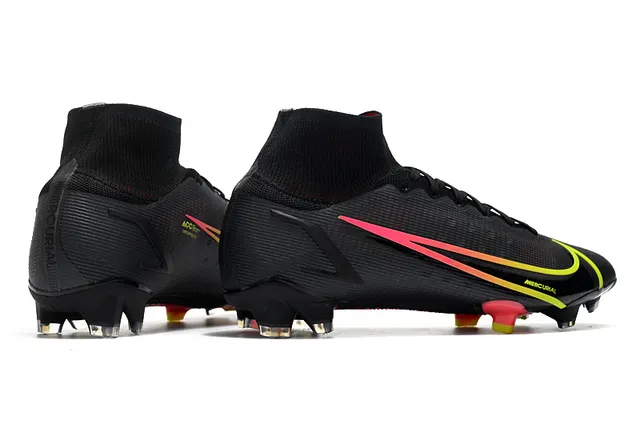 Nike Mercurial Vapor أسود وردي أصفر تدرج أرض صلبة أحذية كرة القدم 7
