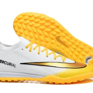 Nike Mercurial zapatillas de fútbol blancas y amarillas low-cut knit upper gradient fade turf