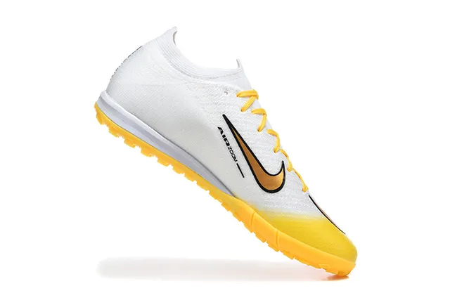 Nike Mercurial chaussures de football blanches et jaunes low-cut knit upper gradient fade turf 3