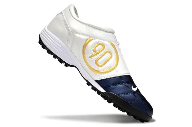 Nike Bleu Marine Blanc Chaussures de Football Turf Tige Synthétique Matelassée Basse 2