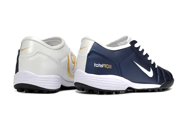 Nike Bleu Marine Blanc Chaussures de Football Turf Tige Synthétique Matelassée Basse 5