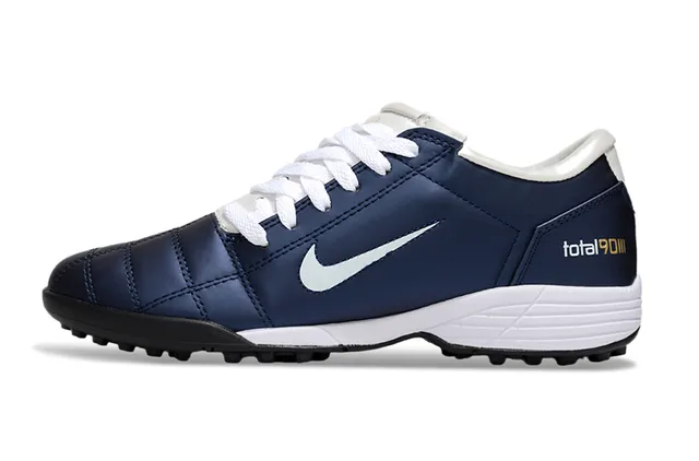 Nike Bleu Marine Blanc Chaussures de Football Turf Tige Synthétique Matelassée Basse 7