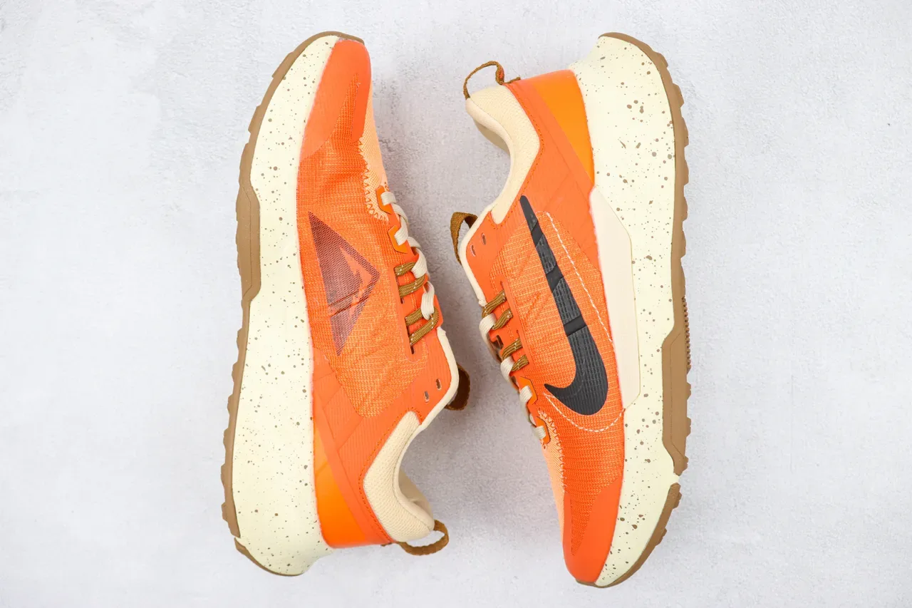 Nike Orange Beige Mesh And Synthetic Overlay Upper Speckled Foam Midsole Lifestyle Sneakers 2