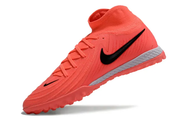 Nike Orange Black High-Cut Knit Collar Synthetic Overlay Panels Artificial-Grass Soccer Shoes 3