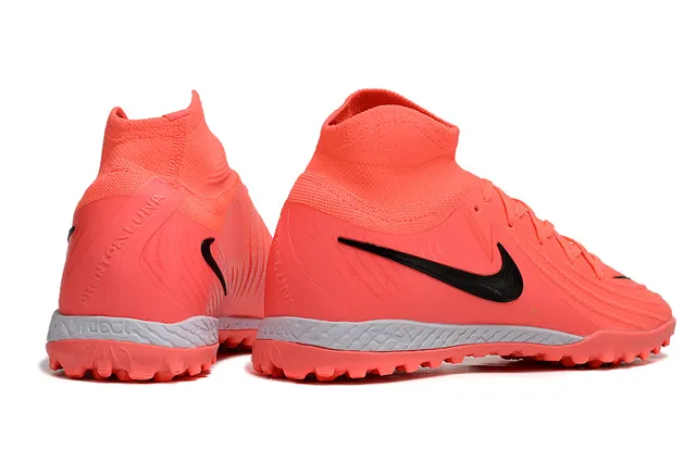Nike Orange Black High-Cut Knit Collar Synthetic Overlay Panels Artificial-Grass Soccer Shoes 5
