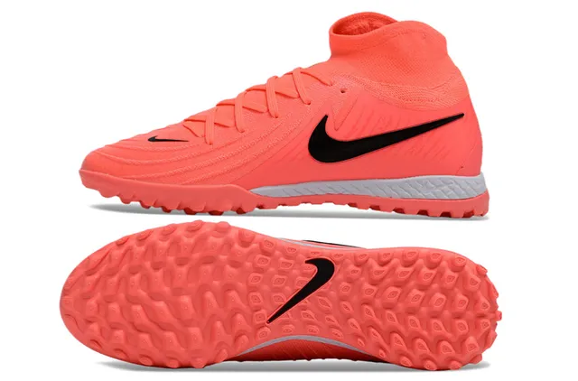 Nike Orange Black High-Cut Knit Collar Synthetic Overlay Panels Artificial-Grass Soccer Shoes 6