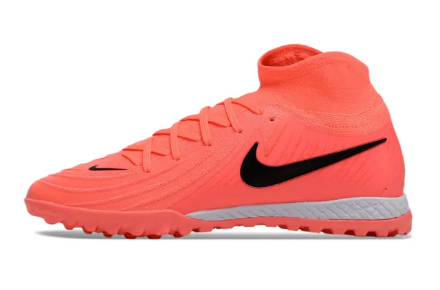 Nike Orange Black High-Cut Knit Collar Synthetic Overlay Panels Artificial-Grass Soccer Shoes 7