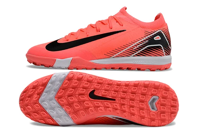 Nike Zapatos de fútbol turf naranja y negro de corte bajo con cuello de tipo calcetín 6