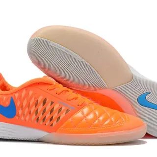 Nike Orange Blue Quilted Synthetic Forefoot Perforated Mesh Upper Indoor Soccer Shoes