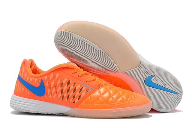 Nike أحذية كرة القدم الداخلية برتقالي أزرق مبطنة صناعية أمامية مثقوبة شبكة علوية 1