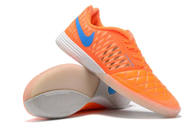 Nike أحذية كرة القدم الداخلية برتقالي أزرق مبطنة صناعية أمامية مثقوبة شبكة علوية 3