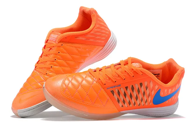 Nike أحذية كرة القدم الداخلية برتقالي أزرق مبطنة صناعية أمامية مثقوبة شبكة علوية 4